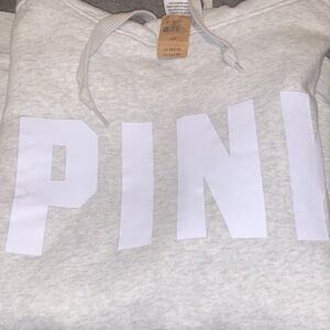 PINK Victoria Secret Hoodie Sweatshirt Gray and White Lettering
